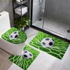 Soccer 3Pcs Bathroom Mat Set Toilet Lid Cover And Rug Ushaped Bath Mats Nonslip Door Mat Decoration