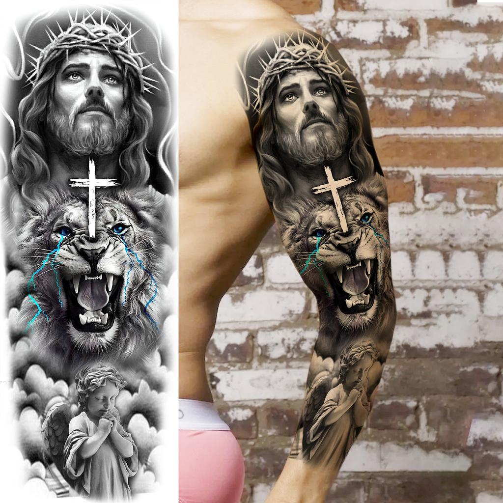 1 Sheet Full Arm Robber Gangster Temporary Tattoos For Men Women Waterproof  Tatoo Sleeve Realistic Bad Guy Fake Tattoos Sticker