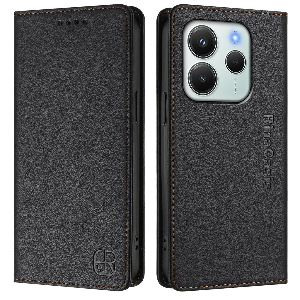 For Xiaomi Redmi Note 14 4G (164.84mm) Leather Case RINACASIS RC01 Phone Cover with RFID Blocking Wallet Stand