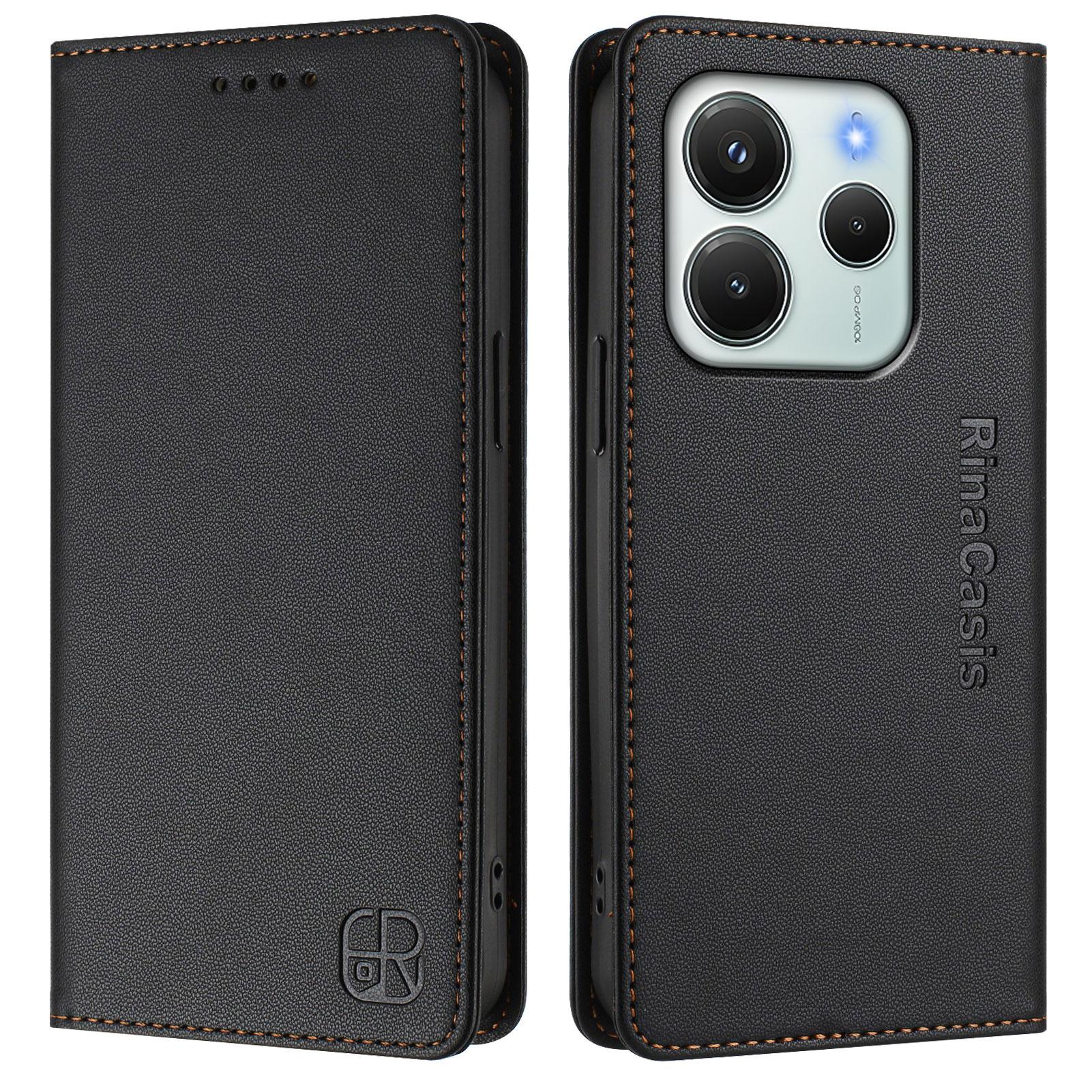 

Для Xiaomi Redmi Note 14 4G (164,84x78,15x8,16 мм) Шкіряний чохол RINACASIS RC01 Чохол для телефону з RFID-блокуванням Гаманець Підставка Black