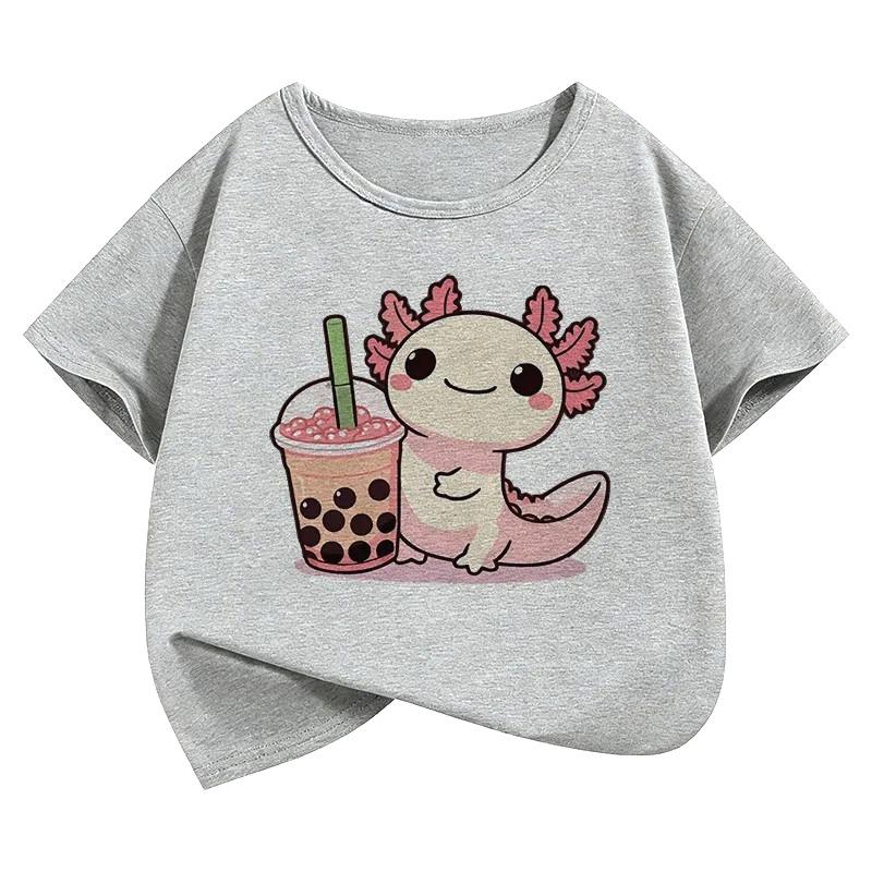 Y2k Salamander Graphic Kids Tshirts Summer Short Sleeve Tees Cartoon Animal Boys Girls Clothes Kawaii Tops Y2K Children T-shirt