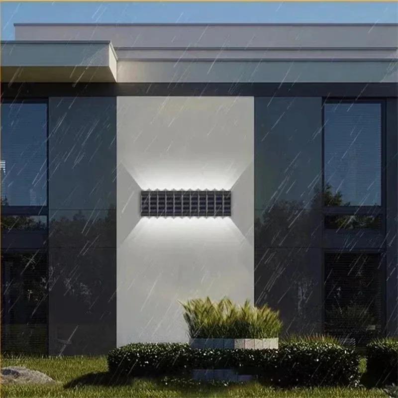 BMW Outdoor Lights Solar Powered, Convex Mirror Wall Light, IP65 Waterproof Up and Down Courtyards Gardens Stairs Corridors Walls