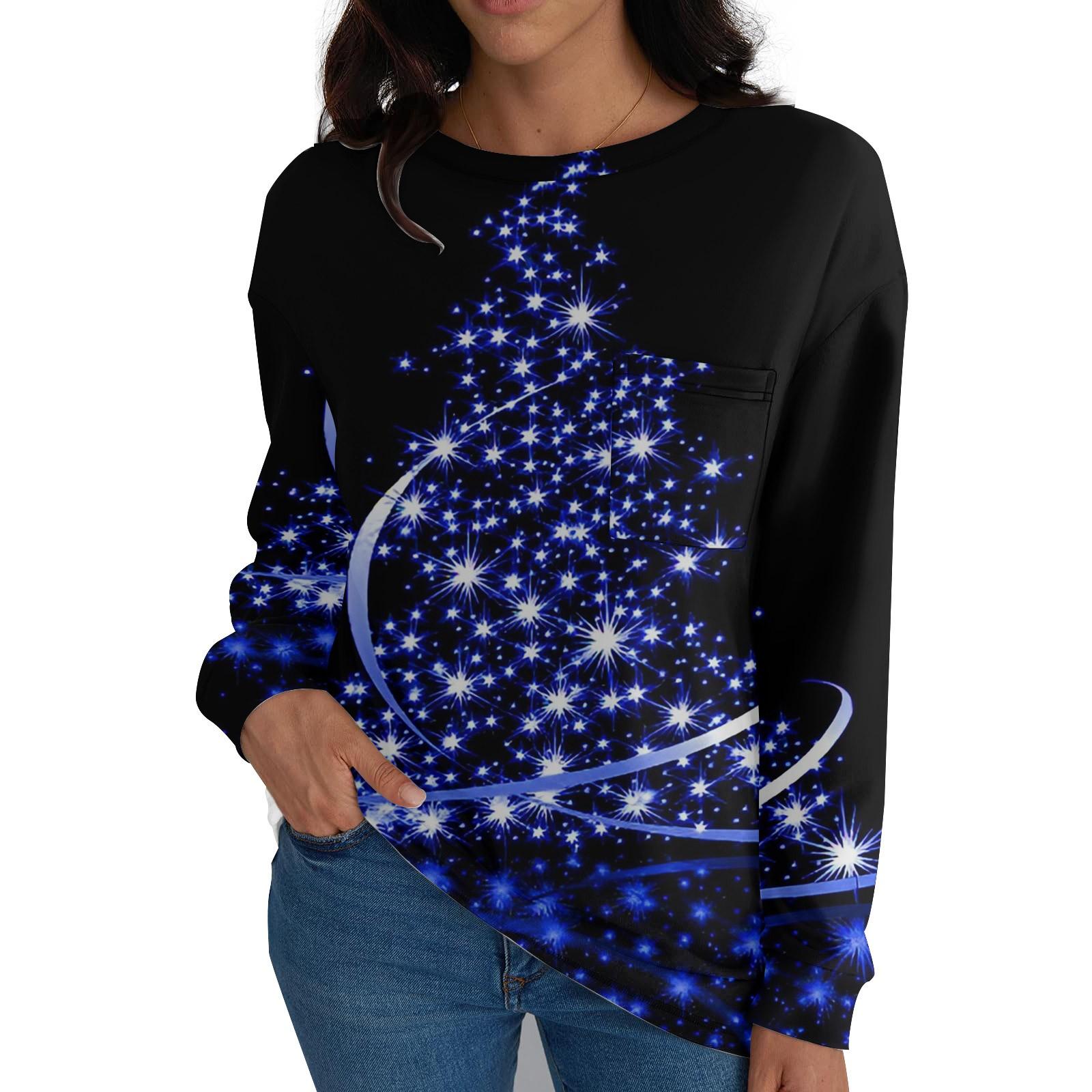 

Женские рубашки с длинным рукавом, топы свободного покроя с круглым вырезом, повседневные осенние модные футболки, блузки с карманами, одежда M розовый