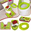 Set Decorazioni Bagno Natale Copriwater e Tappetino Verde Festivo del Grinch