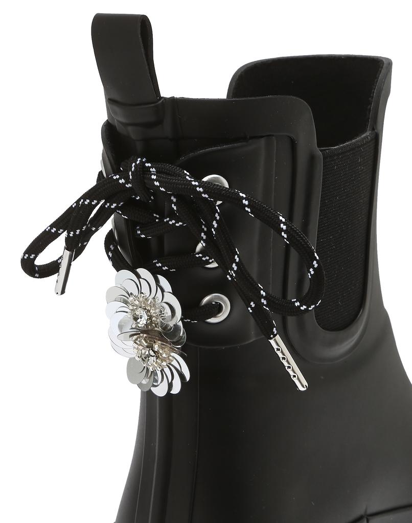 Jillstuart Acc [Free Shoelaces/Parts Included] Black Ribbon-Detailed Chelsea Mid-Length Rain Boots