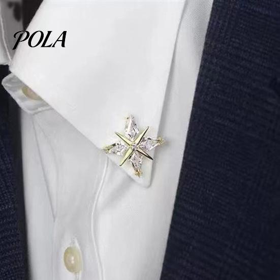 Brooch Pin with Invisible Safety Buckle, Star Shape Lapel Cubic Scratch Resistant Zirconia Rhinestone Accent, for Suits Shirts Wedding Formal