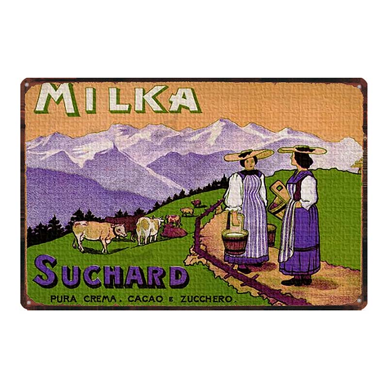 YZFQVintage Affiche Alimentaire Chocolat Métal Rétro Panneaux Candy Bar Plaque Murale Cuisine Maison Restaurant Décoration DU-6822B