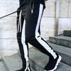 Men Sweatpants Contrast Colors Elastic Waist Drawstring Breathable Autumn Trousers for Jogging
