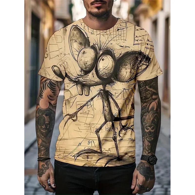Monster Graffiti Art Graphic T-Shirt For Men Funny Animal 3D Printed Tees