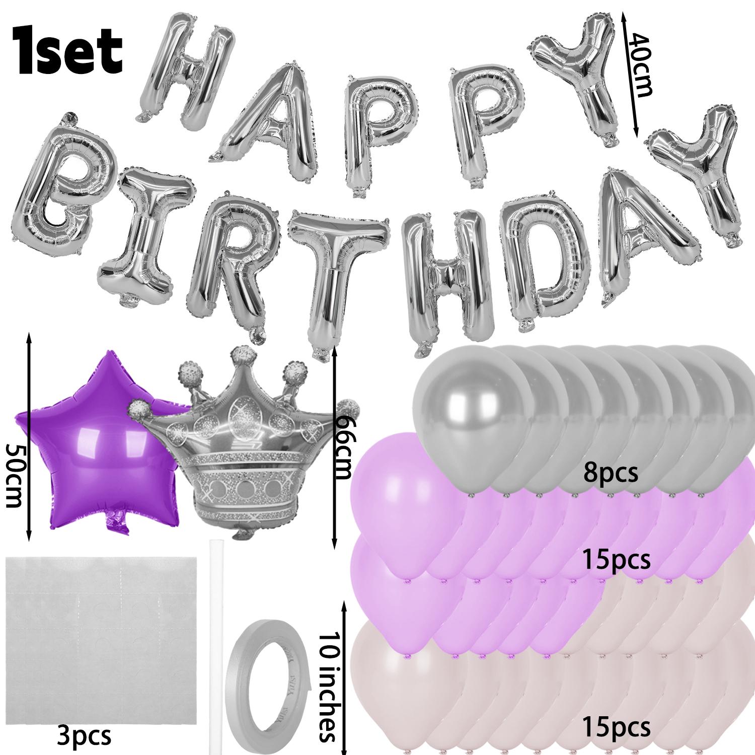 

10Inch Latex Birthday Balloon Party Arch Backdrop Decor Kit Mixed Round Balloons Kit Happy Birthday Balloons Banner Set 40inch