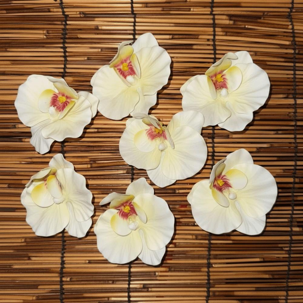 6pcs 9cm Butterfly Orchid Flower Head Fake Flower Head  Hair Clips/Boutonniere/Cake Decoration