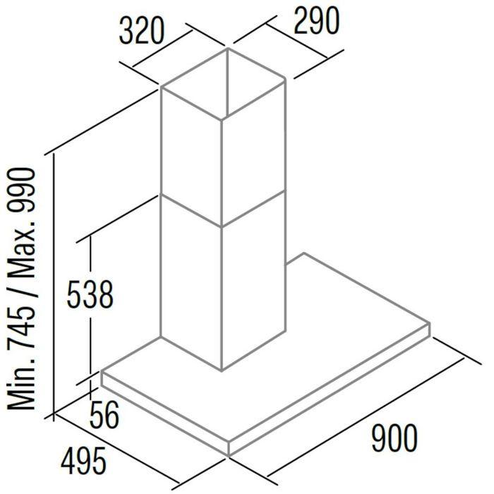 Hotte Décorative - CATA - SYGMA 9010 BK - 802 M³/h - 90 Cm - Classe A