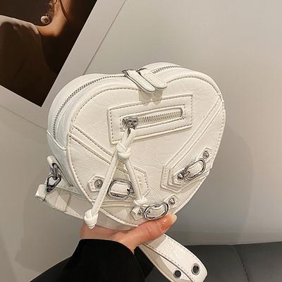 Popular Niche Design Personalized Locomotive Wind Heart-shaped Box Bag Trendy Cool Hot Girl Wind Crossbody Change Bag Woman