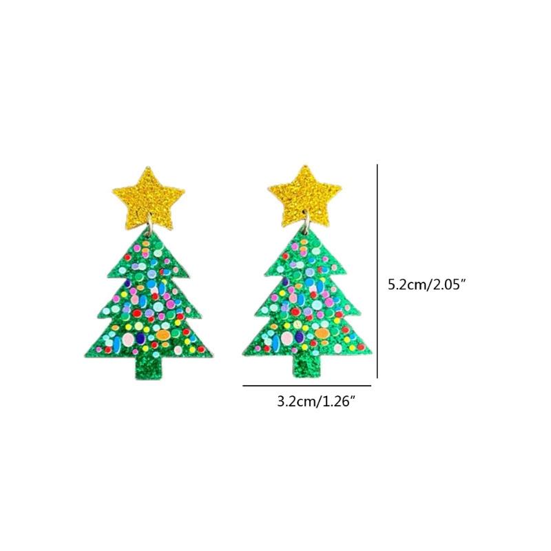 2 Pcs Novel Christmas Tree Stud Earrings All-matched Temperament Sequins Stud Earrings Multicolour Rainbow Earrings