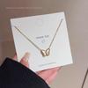 Korean Mother-of-Pearl Titanium Butterfly Necklace: Elegant & Versatile Women's Jewelry