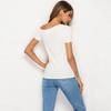 Europäischer Stil Sommer Damen Einfarbige Schrägschulter Oberteile Enges Kurzarm-T-Shirt