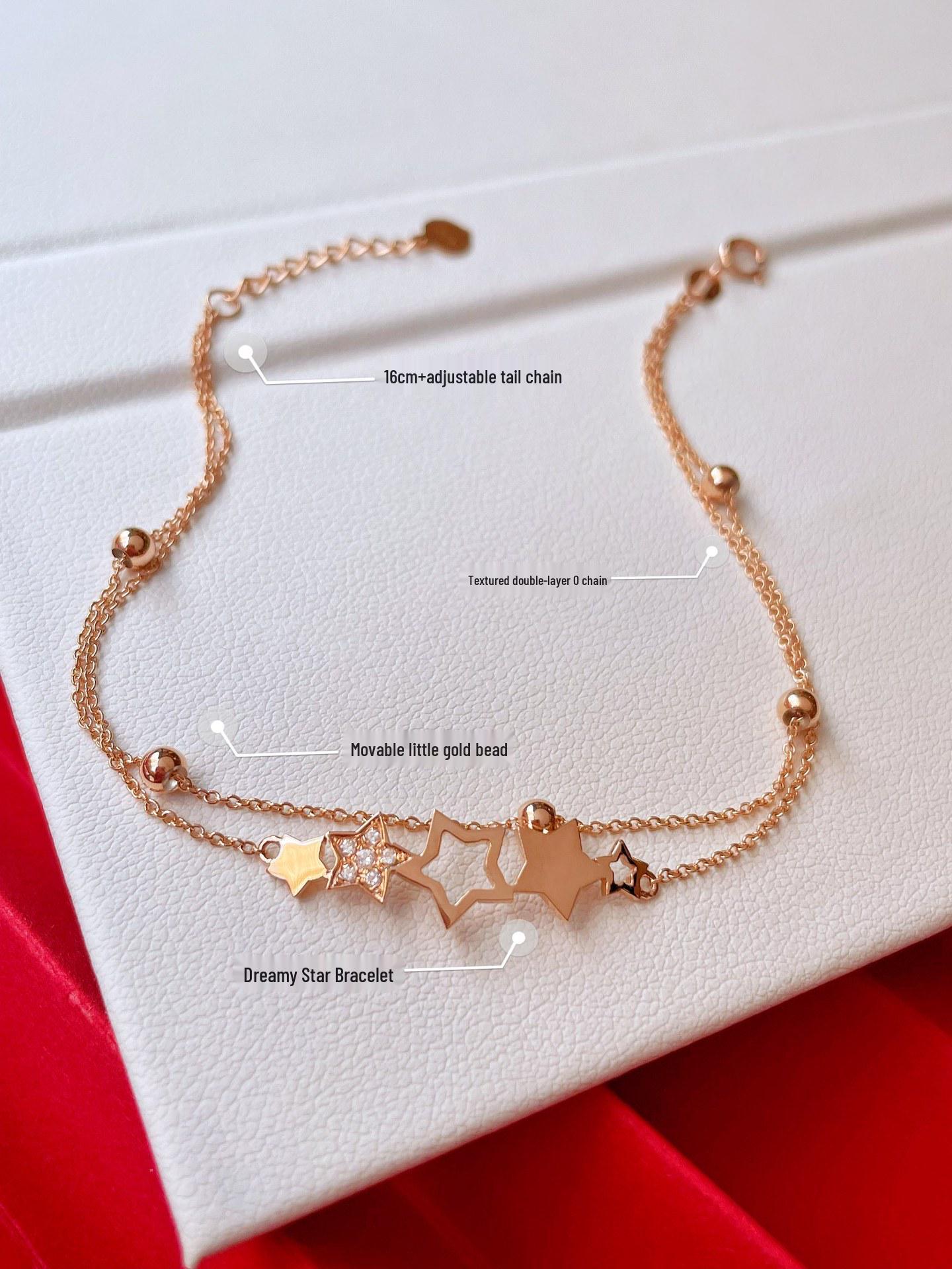 

Red Elk s925 Sterling Silver Star Bracelet - Cute, Versatile, Light Luxury French-Inspired Bangle 925 Silver