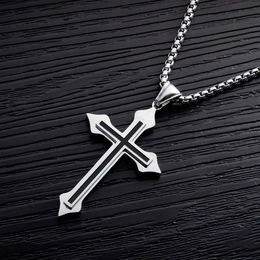 Hollow Street Style Stainless Steel Men Necklaces Clavicle Chains Cross Pendants Cross Necklaces