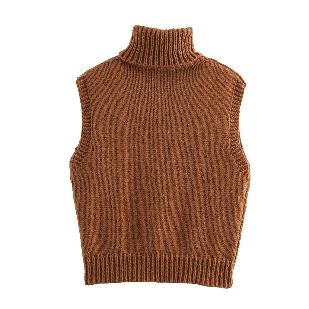 2024 Fall European & American Women's Stand-up Collar Knit Tank Top