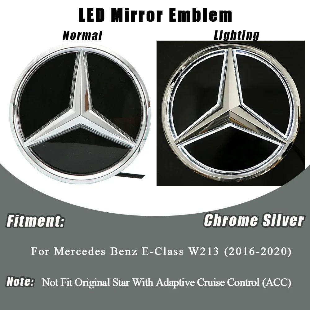 C200 E200 New 2025 For Mercedes Benz 3D Mirror Front Grille Star Emblem Logo Glossy Black And Chrome Silver For Mercedes Benz E-