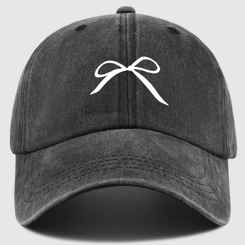 Line Bow Baseball Cap Trendy Fashion Retro Soft Top Hat Adjustable Sun Hat