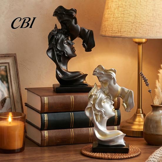 Minimalist Art Piece Couples Kiss Sculpture, Abstract Couple Sculpture Home Decor, Resin Face Statue Decoration, Romantic Used for Decoration Wedding