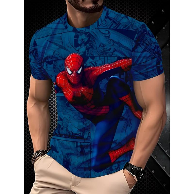 Men Marvel Spider-Man Graphic T-Shirt Spider Design Casual Summer Tops Spiderman Print Superhero Clothing Kids Spiderman T Shirt XXS