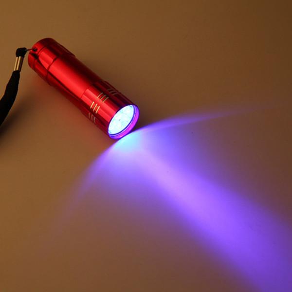 Mini Uv Flashlight With 9leds For Currency Verification And Fluorescence Testing For Camping And Search Scenarios