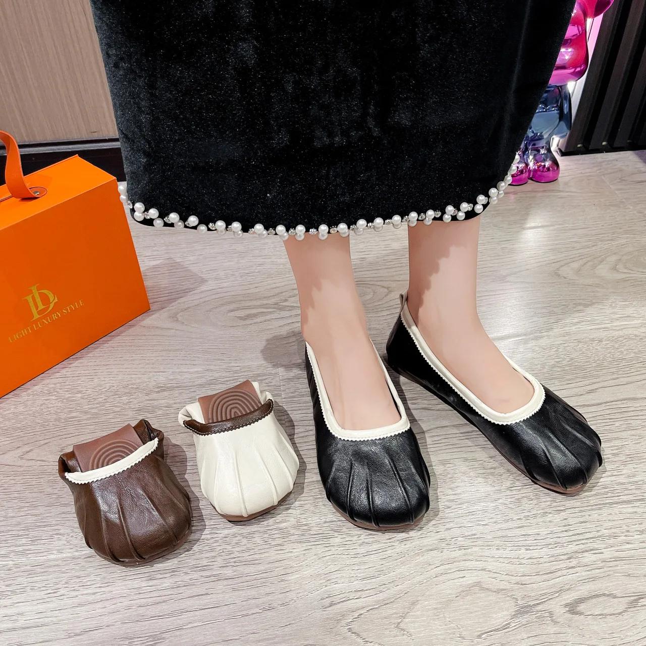 Мода 2025 Весна Женские Плоские Женские Разрезные Носки Ninja Неглубокие Лоферы Лодочки — фото 3