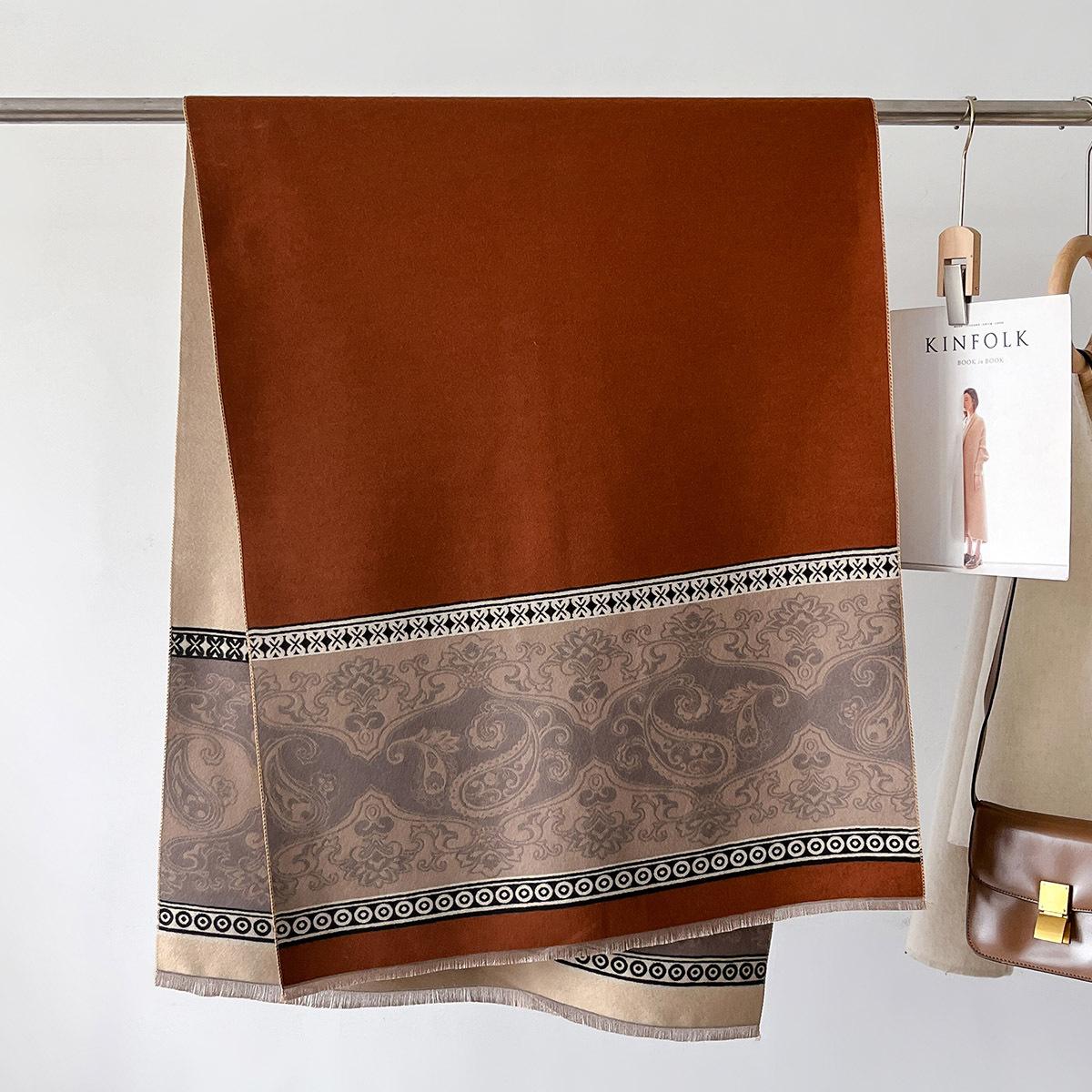 

Пончо Двусторонний Шарф из Имитации Кашемира Зимний Толстый Теплый Шаль Женский Шарф с Принтом Пейсли Одеяло Буфанда Роскошная Накидка 66X186cm