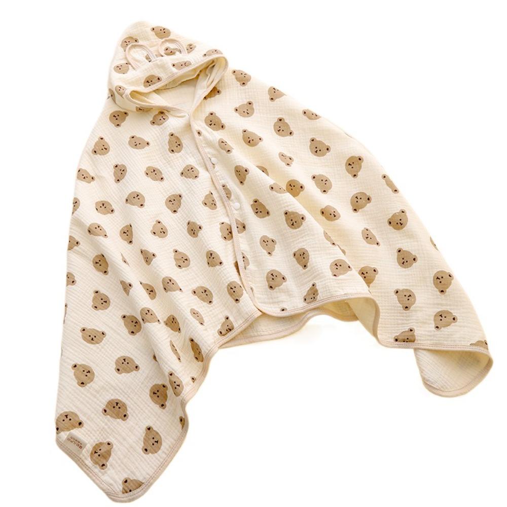 Bear Printed Pure Cotton Gauze Soft Texture Baby Swaddle Cloth Gauze Cover Blanket Children's Bath