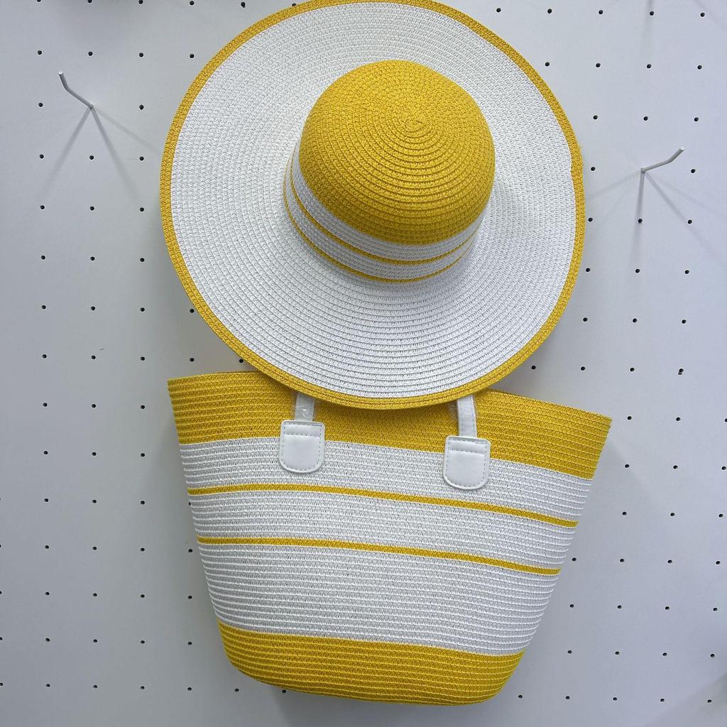 2024 Straw Woven Shoulder Bag with Hat Cover - Perfect for Summer Travel and Beach Vacations