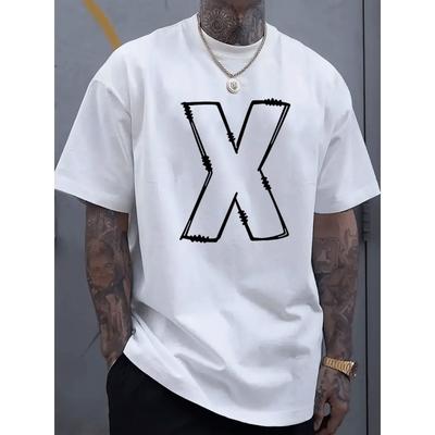 European Sizes Men's Trendy Printed T-Shirt Summer Short Sleeve Top