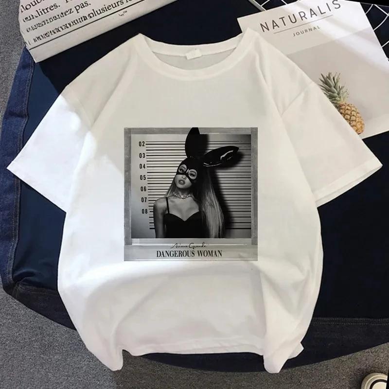 Singer Ariana Grande Dangerous Graphic Printed T-shirt Summer Women Casual Short Sleeves Streetwear Tshirt Tops Harajuku T Shirt