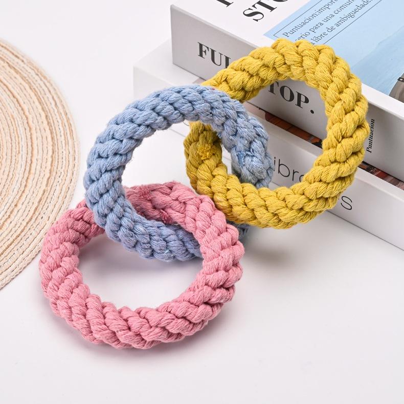 

Cotton Dog Toys Puppy Chewing Toys Rope Knot Toy Durable Braided Dog Toys Dog Cleaning Teeth Braided Bone Rope Pet Products 22cm