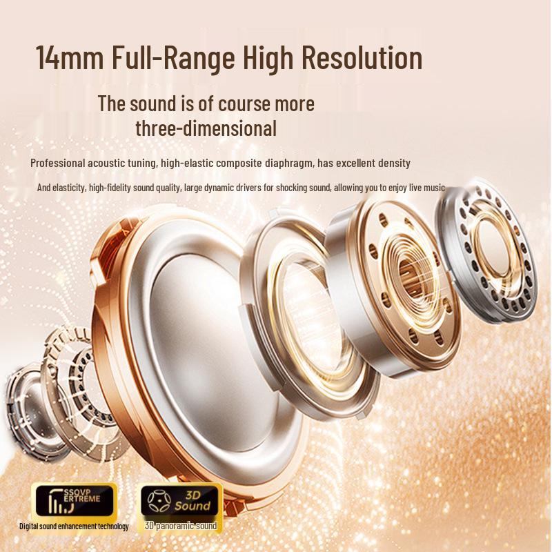 Open-Ear Bluetooth 5.4 Earphones: Non-In-Ear, Digital Display, Long Battery, High-Quality Sound, Ideal for Sports & Gaming