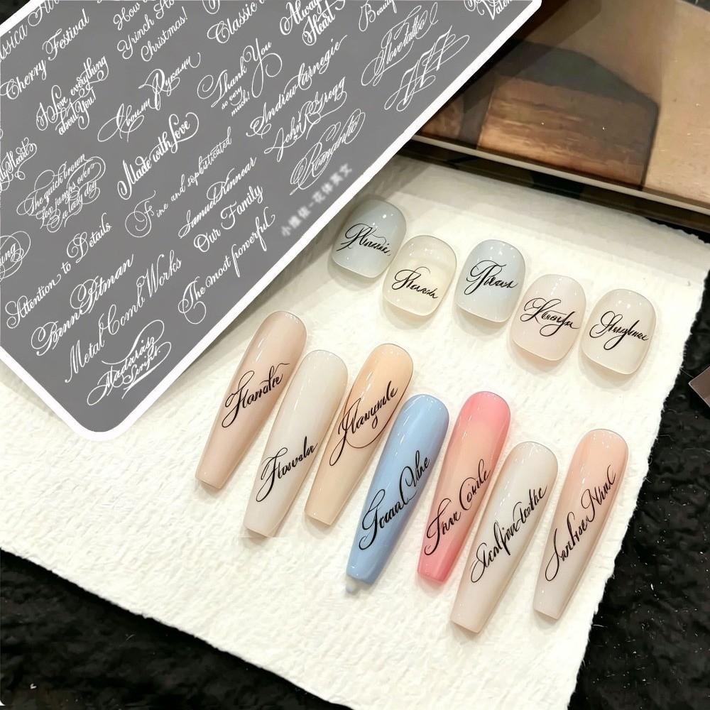 HD Klare Nagelstempelplatten Englische Buchstabenmuster Französische Maniküre-Schablonen Maniküre-Werkzeuge
