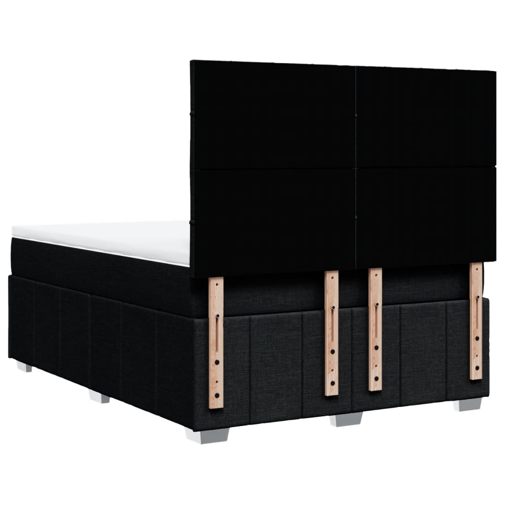 Box Spring Bed with Mattress Black 140 X 190 Cm Fabric