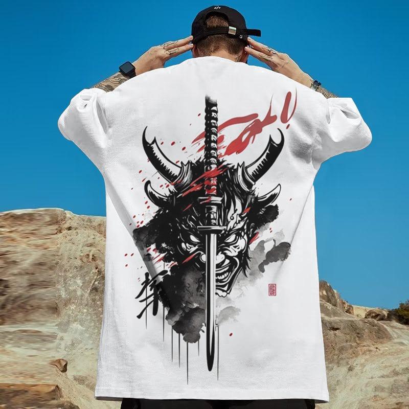 

Retro Men s T-Shirt 3d Samurai Printed Short Sleeve T-Shirt Summer Casual Tees Top Loose Oversized T-Shirt For Men 5XL