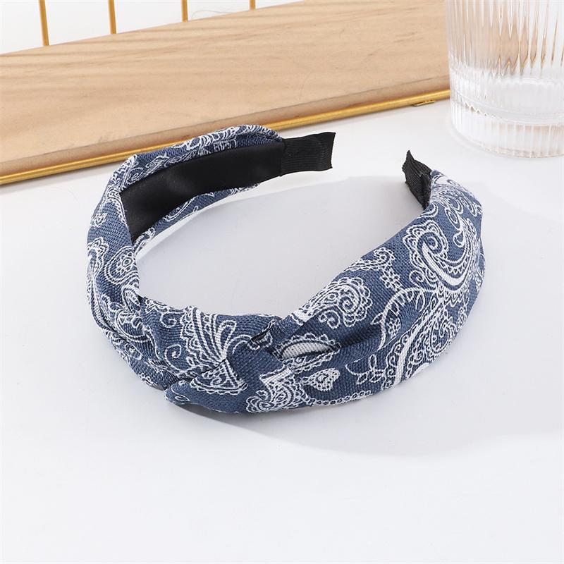 Vintage Kaschu Sternstreifen Print Denimstoff Knoten Haarband für Frauen Mädchen Lässig Shopping Kopfschmuck Einfache Denim Stirnbänder