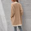 Women Winter Wool Cardigan Solid Patchwork Jacket Sweater Long Loose Thick Coat Cardigan
