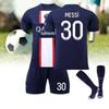 Paris Home Jersey Set Messi 30 Mbappe 7 Neymar 10 Polyester Soccer Kit