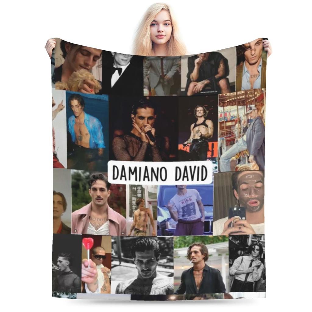 Damiano David rock singer fan gift Accessories Blanket Lightweight Warm Throw Blankets for Couch Multisize Bedding Throws