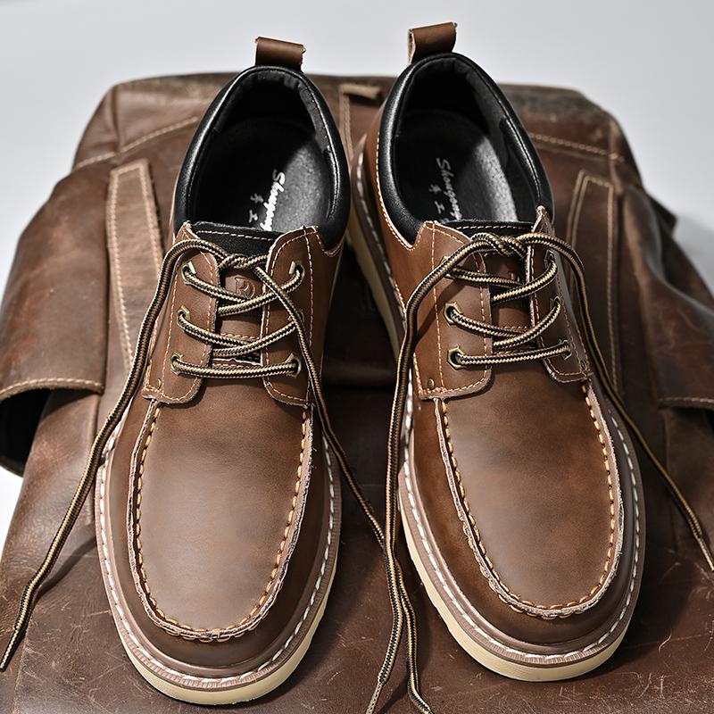 Fashion Cowhide Men Business Dress Shoes Fashion Genuine Leather Outdoor Office Shoes British Casual Lace Up Flat Designer Leather Shoes