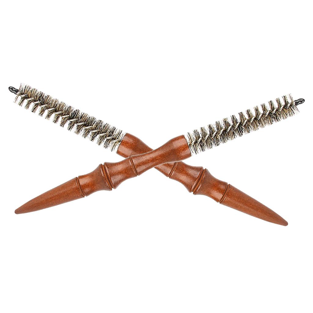 2Pcs Spiral Mini Curling Roll Comb Small Wooden Handle Anti-Static Boar Bristle Brush Hair Styling Blow Drying Curl Tool