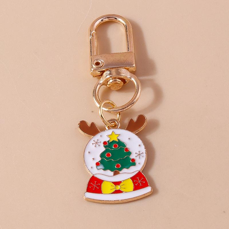 Cute Enamel Christmas Tree Keychain Santa Claus Keyring Pendants for Car Key Holder Handbag Decor Charms X'mas Jewelry Gifts