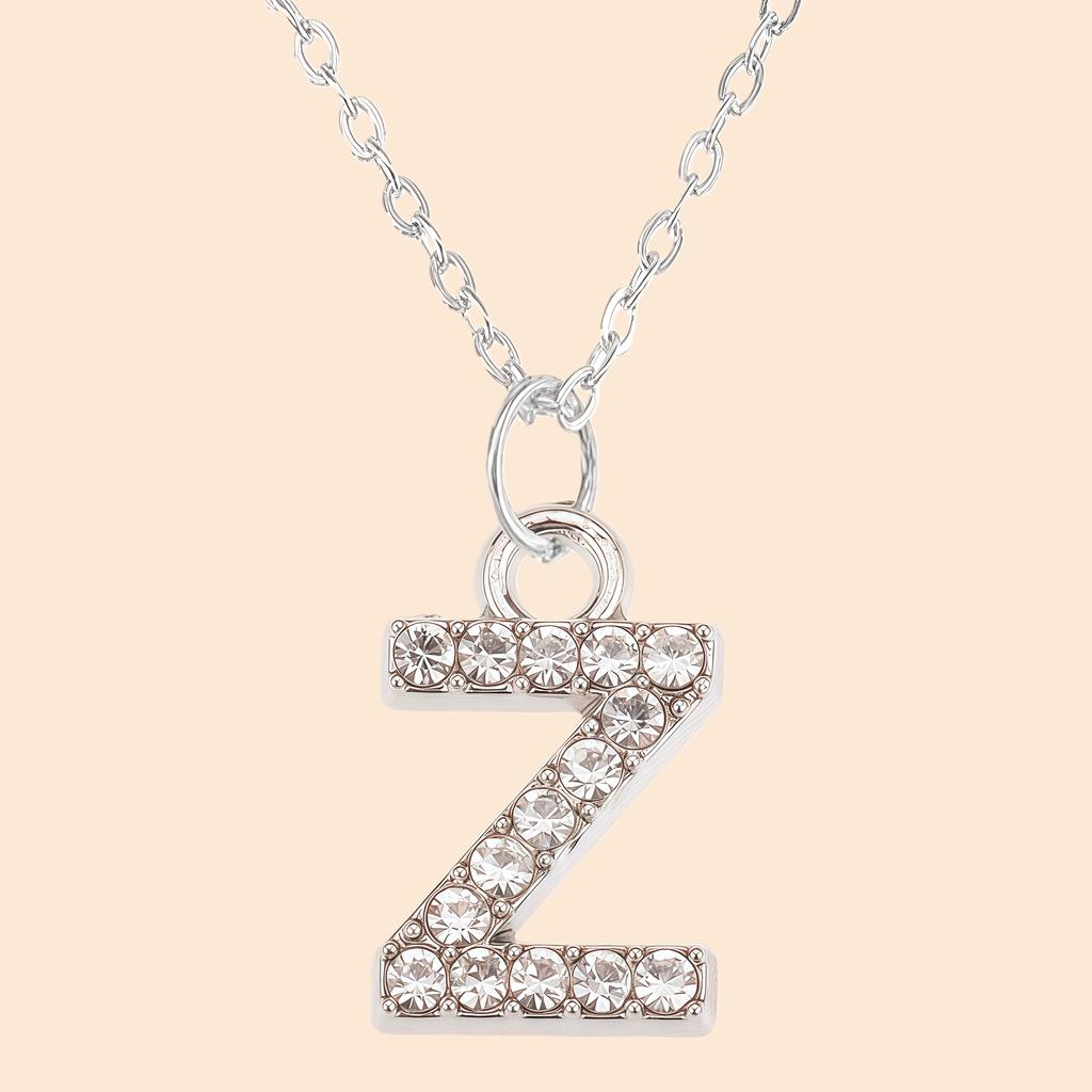 Shining Zircon A-Z Letter Pendant Necklace 26 Initial Alphabet Clavicle Chain For Women Valentine's Day Party Jewelry Gift