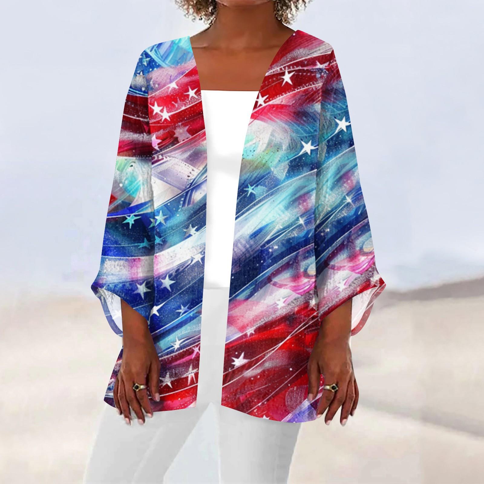 

Женская повседневная модная легкая куртка средней длины с принтом, кардиган M