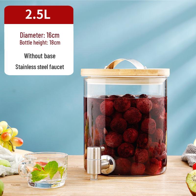 Žáruvzdorná skleněná láhev na kvašení vína s kohoutkem – Ideální pro víno, ovocný čaj, léčivé nápoje a nápoje k samoobsluze