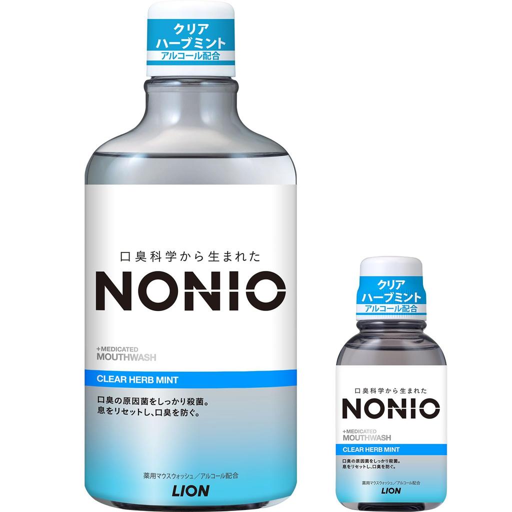 NONIO Mouthwash Clear Herb Mint 600ml + Mini Rinse 80ml Included Quasi-Drug Oral Kills Bad Breath Bacteria Contains Alcohol